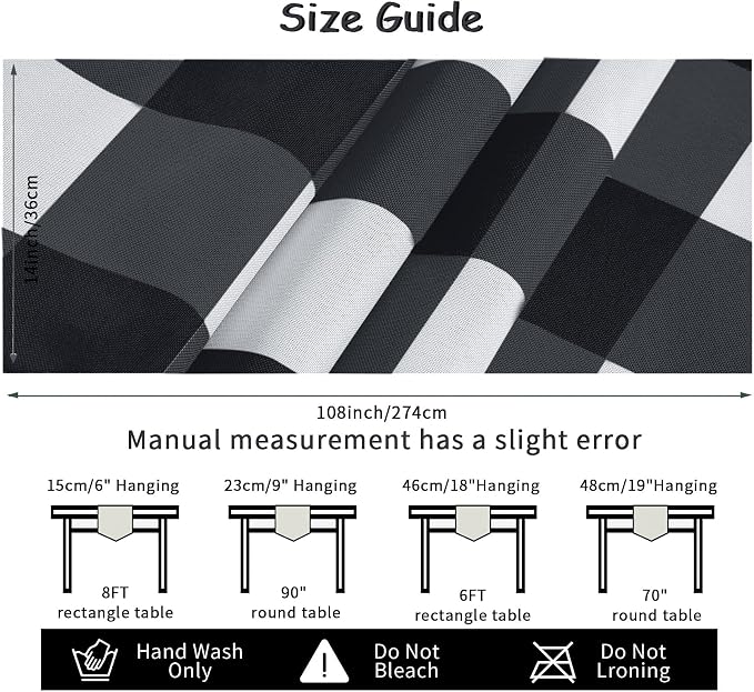 Fabric Checkered Table Runner 12 Pack Waterproof Gingham Table Runner 14W x - Image 4