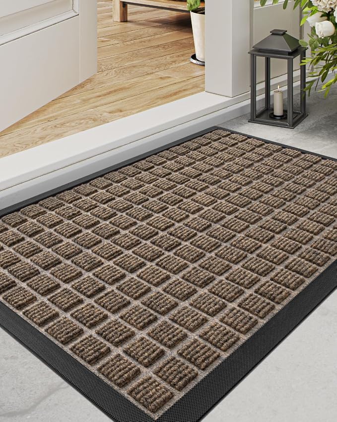 DEXI Front Door Mat Outside Entrance, 17x29 Rubber Entry Doormat Heavy Duty by DEXI