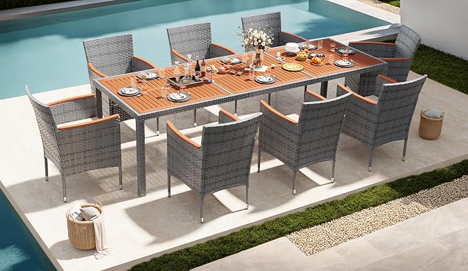 Devoko Outdoor Patio Dining Sets 9 Pieces Wicker Outdoor Dining Table and - Image 8