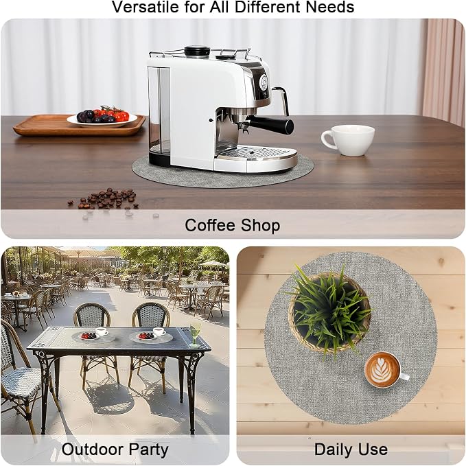 Myir JUN Round Placemats Dual Sided, Faux Leather Place Mats Set of 6 Indoor - Image 9
