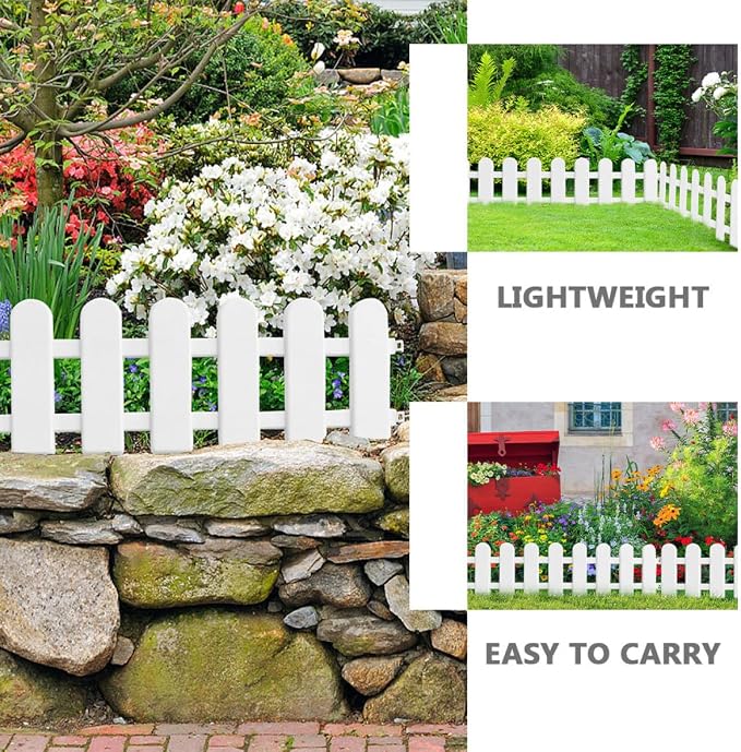 Housoutil 6Pcs Plastic Yard Fence Garden Edging Decorative Picket Fence - Image 3