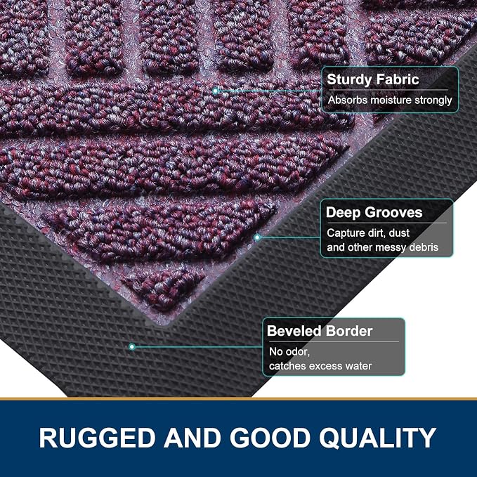 Smiry Front Door Mat Outside Entrance, Heavy Duty Outdoor Indoor Mat, Natural - Image 4