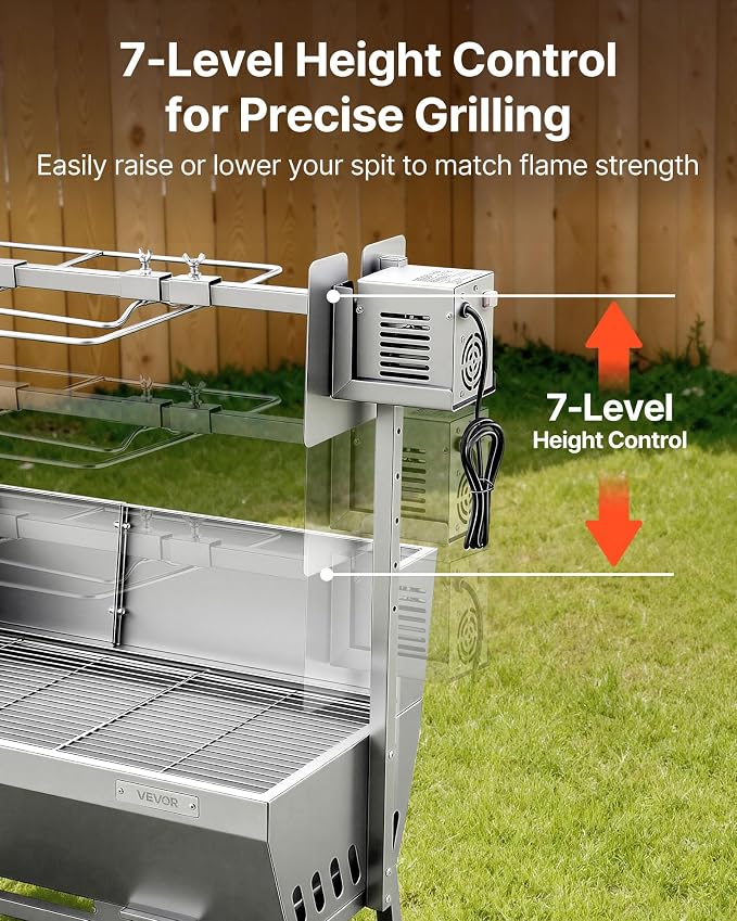 VEVOR Rotisserie Grill, 46in BBQ Outdoor Pig & Lamb Spit Roaster, Charcoal Spit - Image 4