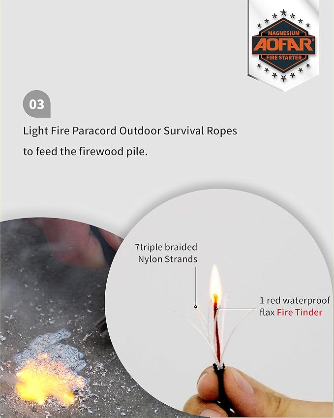 AOFAR Magnesium Fire Starter AF-374 Waterproof Fire Steel Pouch - Image 5