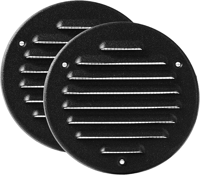 Vent Systems - 4 Inch Pack of 2 Black Metal Round Soffit Air Vent Grille Cover by VentSystems