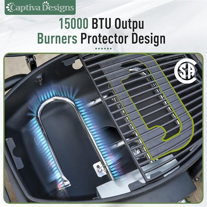 Captiva Designs Portable Propane Grill, 000 BTU Output TableTop Liquid Gas Grill - Image 4