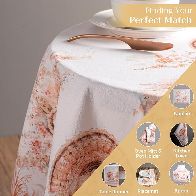 Maison d' Hermine Table Cloth Round Table 100% Cotton 69 Inches Fall Tablecloth - Image 5