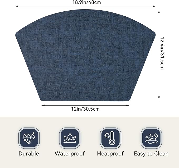Round Table Placemats Set of 4, Faux Leather Wedge Shape Place Mats Heat - Image 2