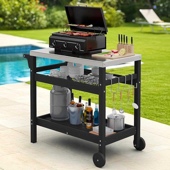 SERWALL Outdoor Grill Cart Table - Image 9