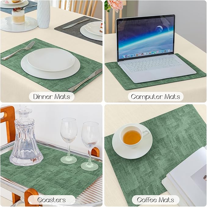 Romanstile Reversible Vinyl Placemats Set of 4, Faux Leather 100% Waterproof - Image 5