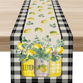 Lemon Table Runner, Farmhouse Black Buffalo Plaid Seasonal Summer Spring Fruits by Unknown