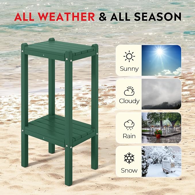 Costaelm Outdoor Side Table, 2-Tier Small Patio Coffee Tables - Image 4
