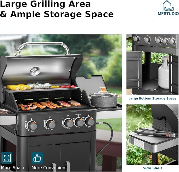 MFSTUDIO 4 Burners Propane Gas Grill and Griddle Combo - Image 7