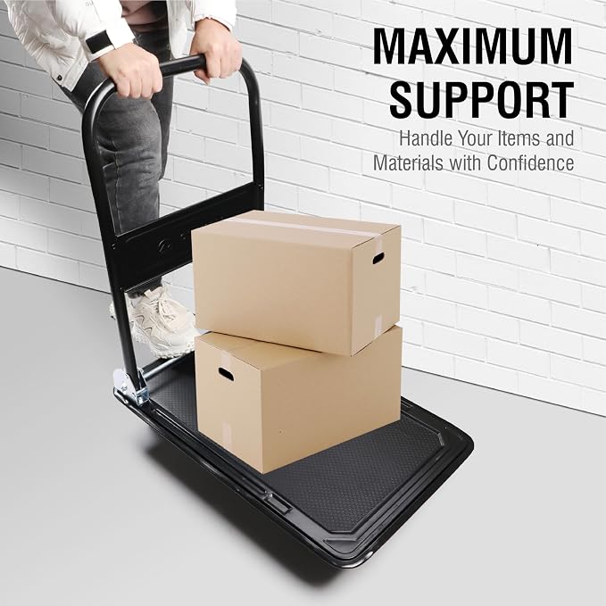 Olympia Tools Foldable Push Cart Dolly - 330 Lb. Capacity Heavy Duty Platform - Image 8