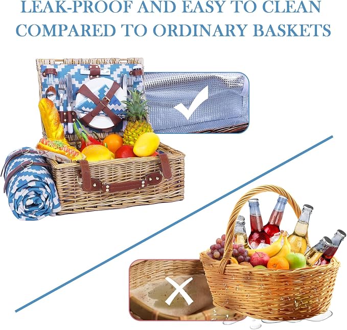 Neti Neti Wicker Picnic Basket for 4 - Image 6
