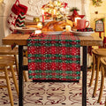 Green Red Plaid Snowflake Christmas Table Runner, Winter Holiday Table Runners by AQOTHES