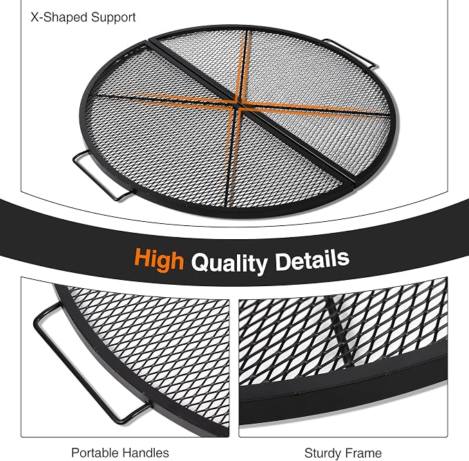 REDCAMP Foldable Fire Pit Cooking Grill Grate, Portable X-Marks Heavy Duty - Image 3