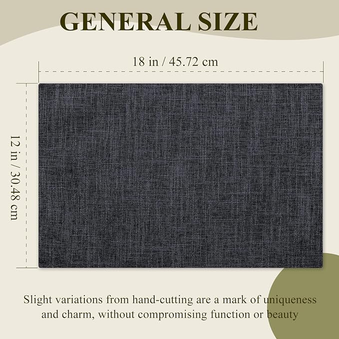 KXN Placemats Set of 8, Dual-Layer Thickened Faux Linen Table Mats, Heat - Image 6