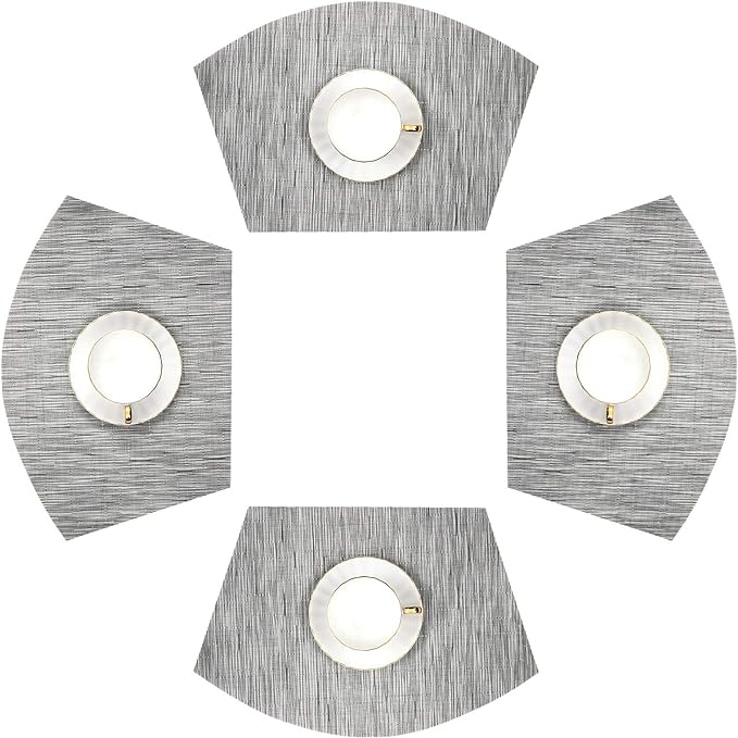 SHACOS Small Round Table Placemats Set of 4 Wedge Placemats Heat Resistant by SHACOS