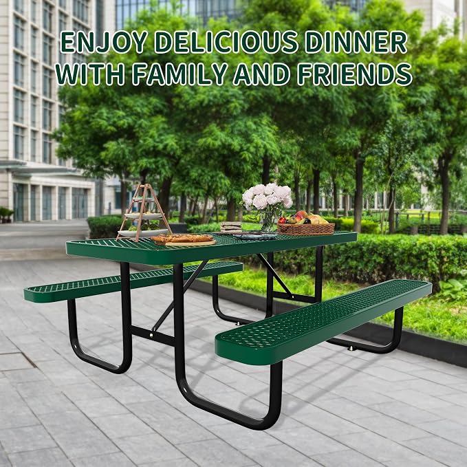 72'' Rectangular Steel Picnic Table - Image 5