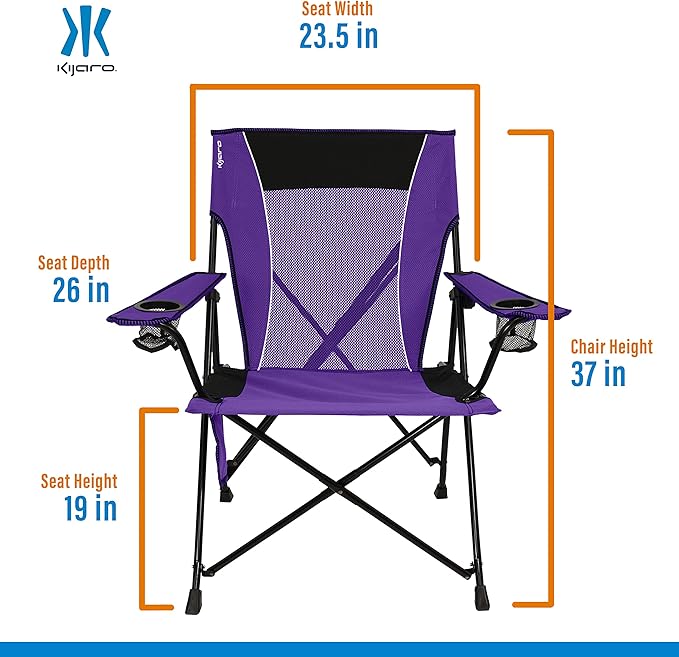 Camping Chairs with Dual Lock, Diamond Ripstop Polyester, Purple