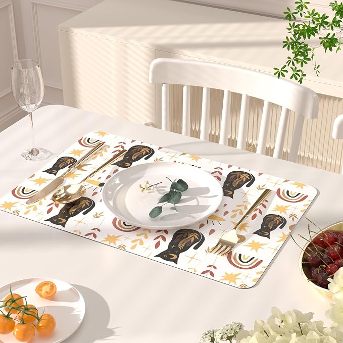 QIYI Placemats Set of 6, 12x18 Inch Faux Leather Place Mats - Image 2