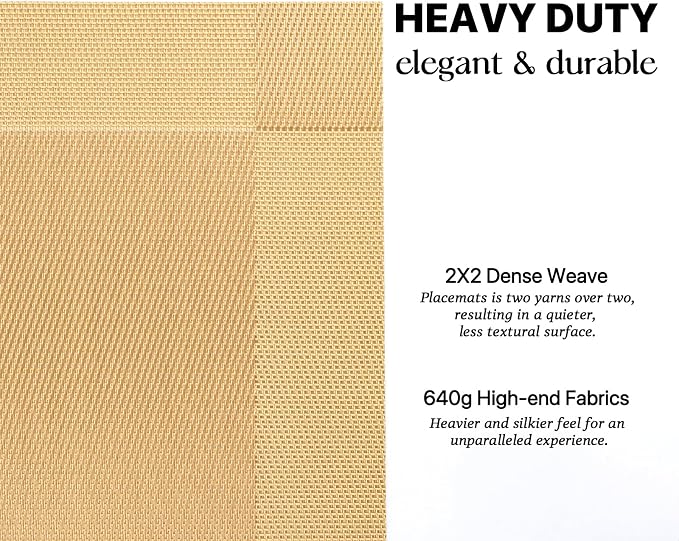 LEXMORE Placemats Set of 6 Vinyl/Plastic Woven Place Mats - Image 3