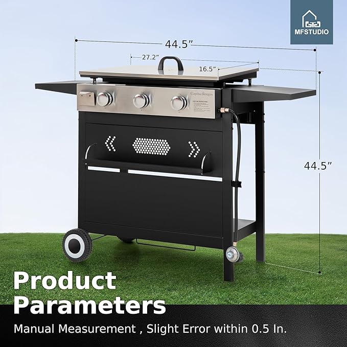 MFSTUDIO 27 Inch Flat Top Propane Gas Griddle Grill, Ceramic Coated Cast Iron - Image 9