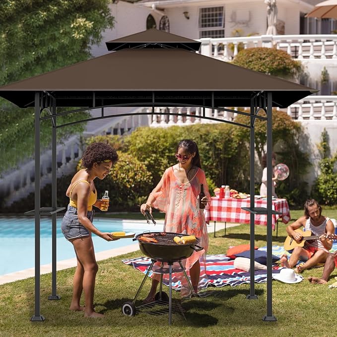 Canopy Replacement Top for BBQ Gazebo, Polyester, Waterproof, Brown