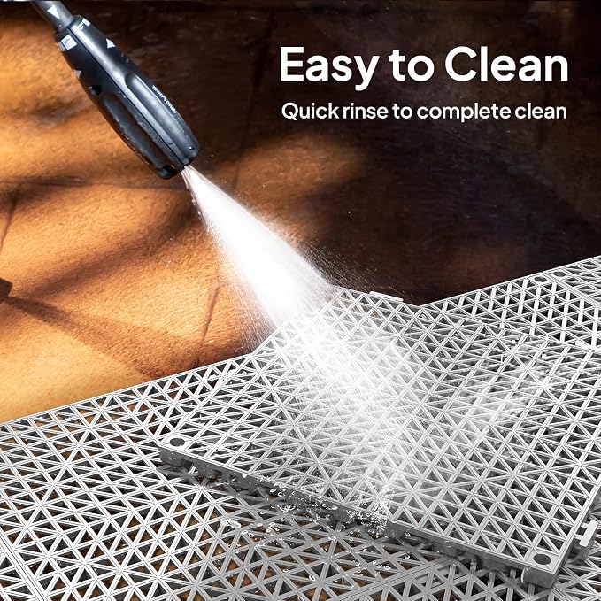 Bonnlo Grey Interlocking Drainage Mat, Restaurant Kitchen Mat, Cushioned Tiles - Image 4