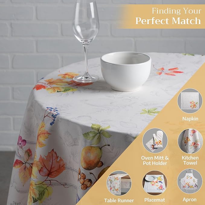 Maison d' Hermine Table Cloth Round Table 100% Cotton 63 Inches Fall Tablecloth - Image 5