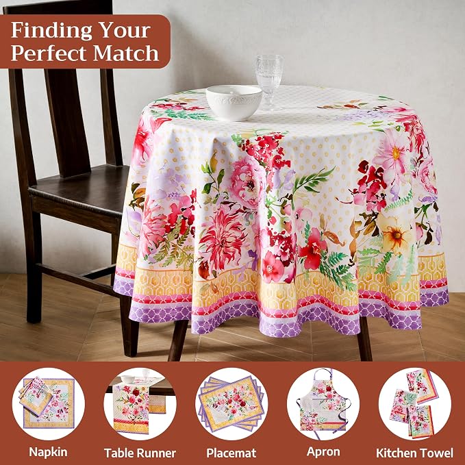 Maison d'Hermine Premium Table Cloth Round Table 100% Cotton 70 Inches - Image 7