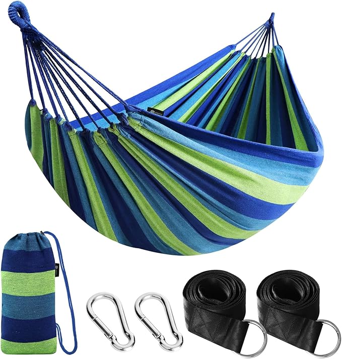 Hammock in Green Cotton with 660 lb Capacity and 106 x 59 Inch Size