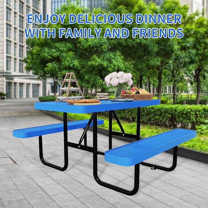 4FT Picnic Tables for Outdoors, Rectangular Commercial Metal Picnic Table Bench - Image 6