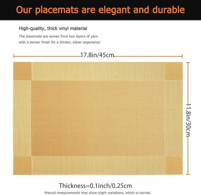 Placemats Set of 6 Washable&Wipeable Place mats - Image 3