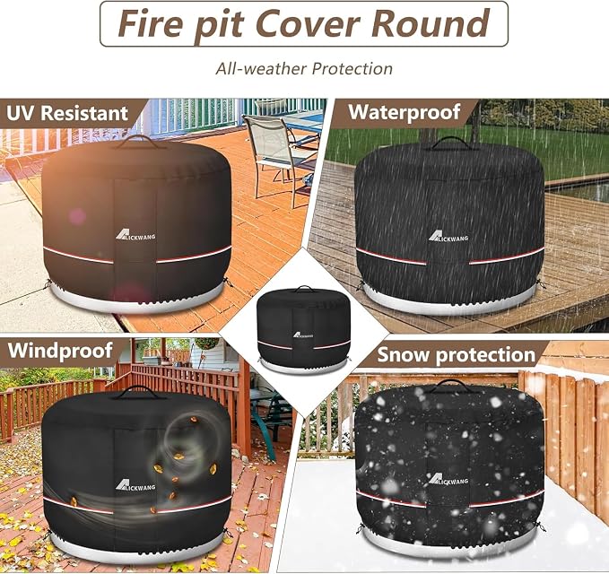 Fire Pit Cover for Solo Stove Bonfire, 600D Tear-Resistant Heavy Duty Durable - Image 3
