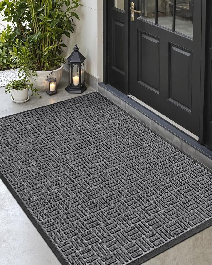 DEXI Front Door Mat Outside Entrance, 4x6 ft Large Rubber Entry Doormat Heavy by DEXI