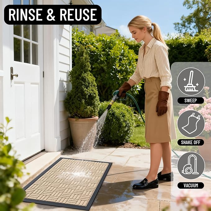 OLANLY Front Door Mat Outside Entrance 59x34, Heavy Duty Sturdy Natural Rubber - Image 8