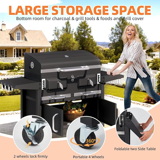 MELLCOM Charcoal Grills, 36 In Large BBQ Grill - Image 3