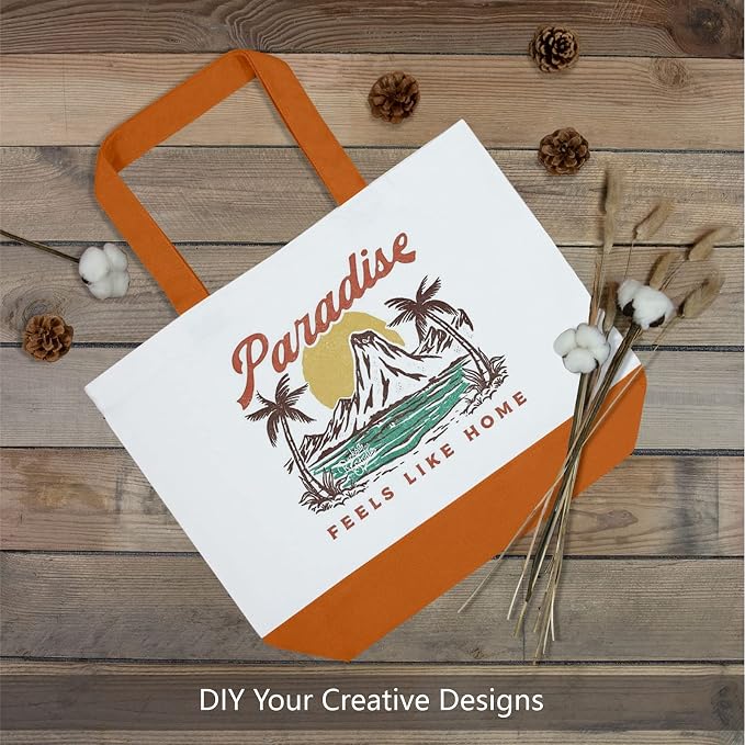 TOPDesign 3-Pack Super Strong Large 12oz Cotton Canvas Tote Bags, Reusable - Image 3