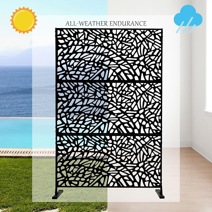 Kozyard Metal Privacy Screen 74" H x 47.2" W Decorative Outdoor Divider - Image 4