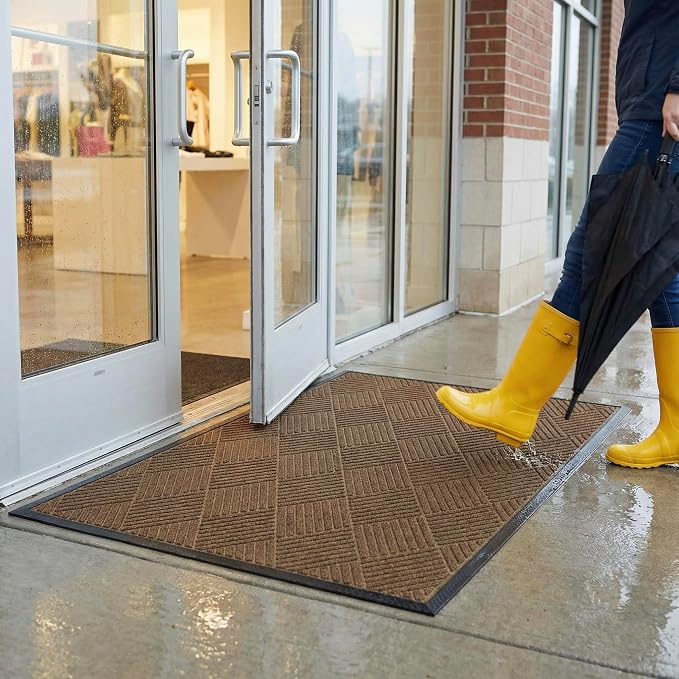 Ecomills Deluxe Diamond Entrance Door Mat, Large Heavy Duty Absorbent Rubber Rug - Image 5