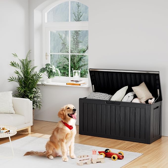 80 Gallon Resin Deck Box, Waterproof Outdoor Storage Box - Image 2