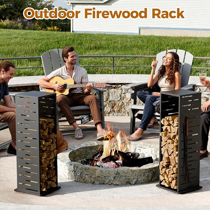 4ft Firewood Rack Outdoor, Fire Wood Rack Log Holder - Image 6