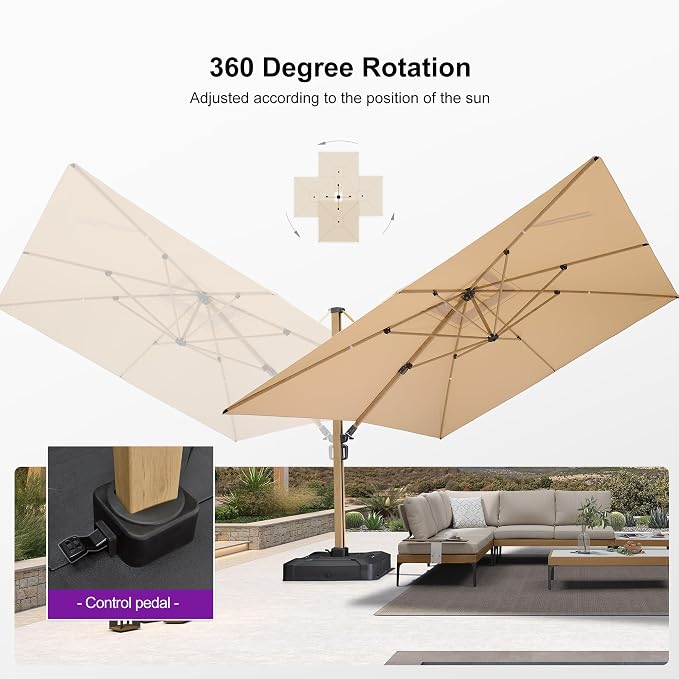PURPLE LEAF 9 Pieces Patio Dining Set Wicker Outdoor Furniture Rectangular - Image 6