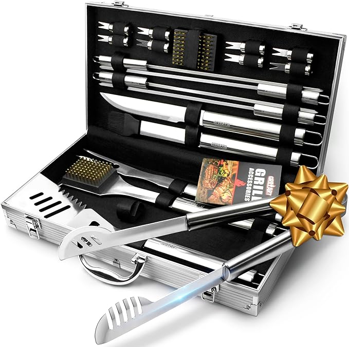 GRILLART BBQ Grill Utensil Tools Set Reinforced BBQ Tongs 19-Piece by GRILLART