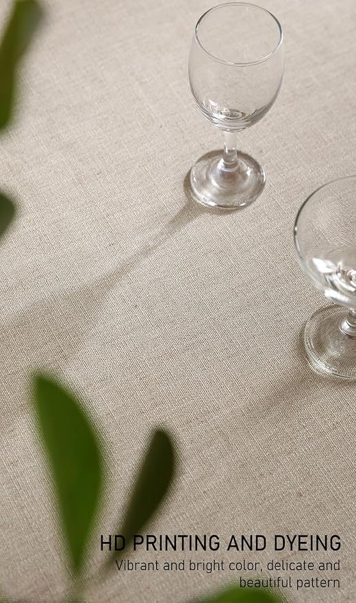 ISAENNE Designer Christmas Linen Small Square Tablecloth, Light Beige Western - Image 5