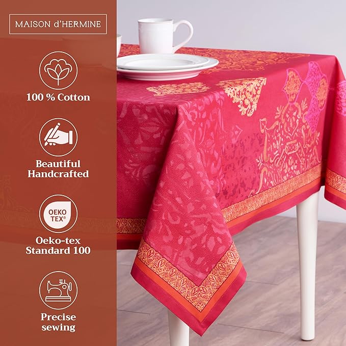 Maison d' Hermine Table Cloth Square Table 100% Cotton 60 x 60 Inches Fall - Image 2
