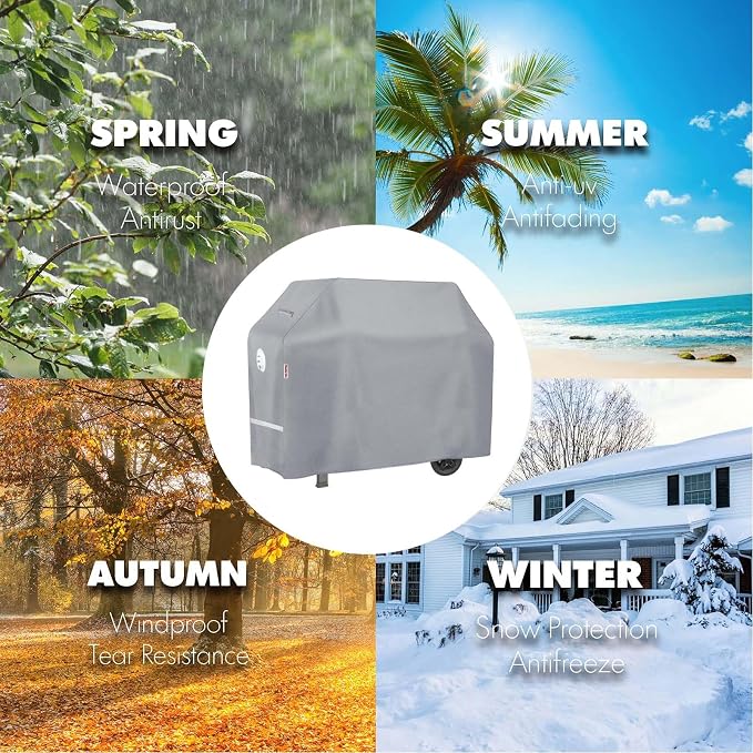 Turtle Life BBQ Grill Cover, 54 Inch Heavy Duty Waterproof 3-4 Burner Barbecue - Image 6