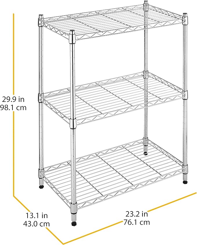 Whitmor 3-Tier Shelving Unit, Metal Storage Shelves, Easy Assembly Home - Image 3
